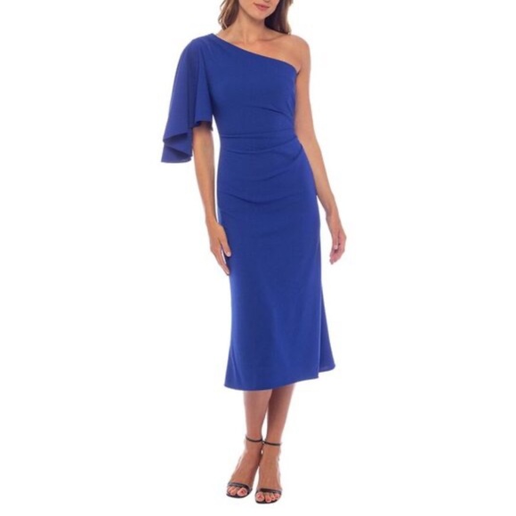 MARINA Royal Blue One-Shoulder Dress 🆕 - Picture 1 of 8